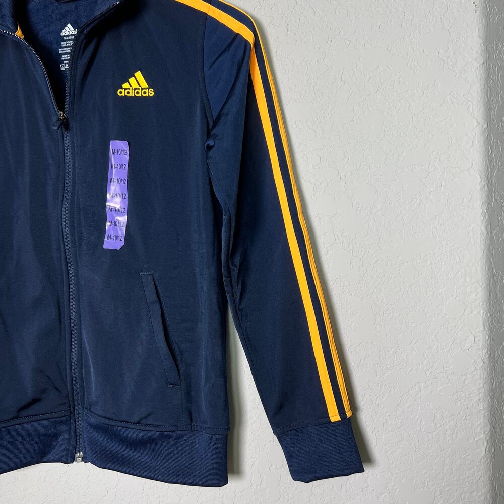 Adidas Unisex Youth Navy‎ and Orange Zip Front Jacket Size M 10/12 NEW - Picture 4 of 6